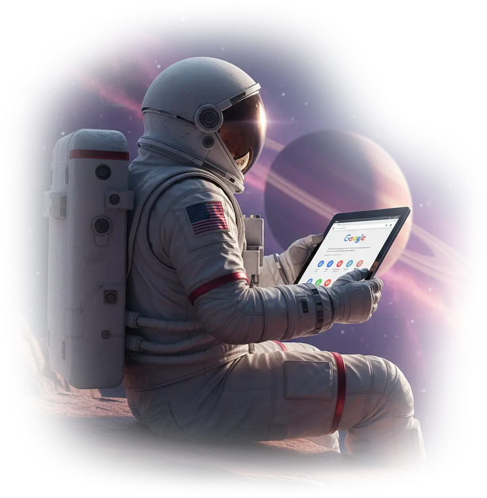 فضانورد در حال کار با لپ‌تاپ